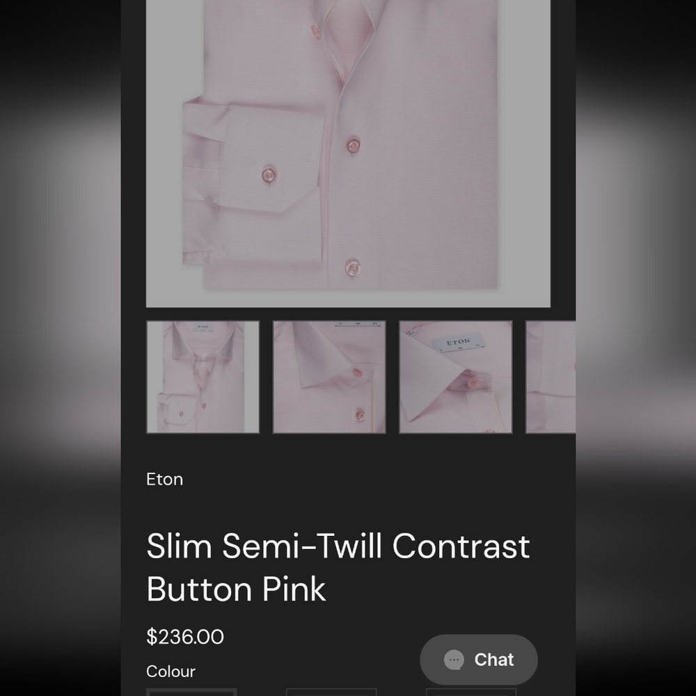 Eton Mens Slim Semi-Twill Contrast Collar Pink Dress Shirt Like New 15 3/4 - Picture 12 of 12